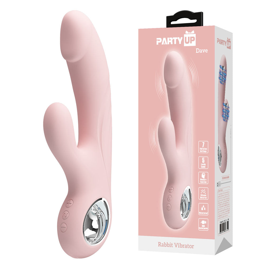 Party Up DAVE Rabbit Vibe - Pink - Discount Adult Zone