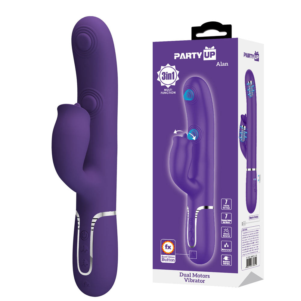 Party Up ALAN Dual Motor Vibrator - Purple - Discount Adult Zone