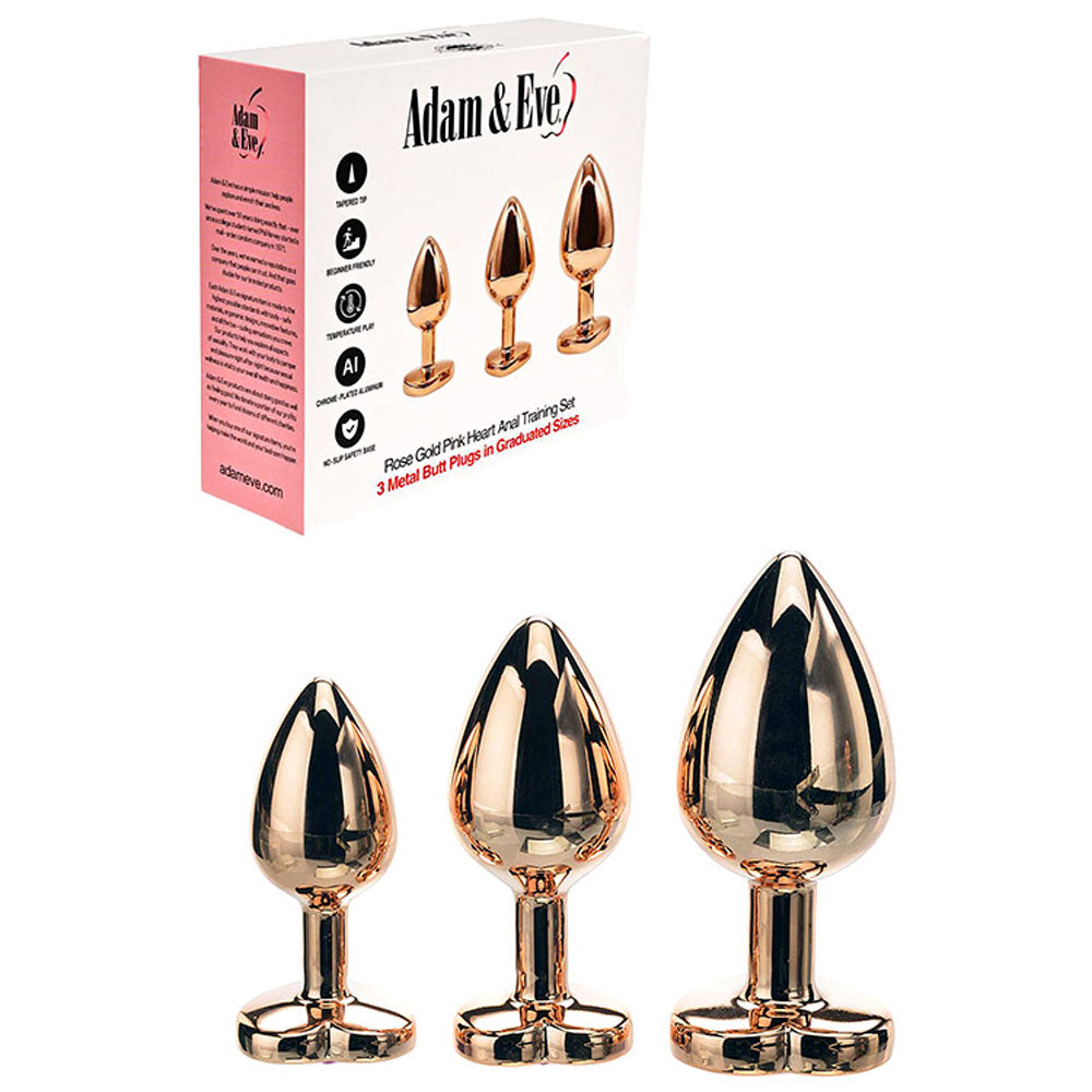 Adam & Eve ROSE GOLD HEART GEM ANAL TRAINING SET - Discount Adult Zone