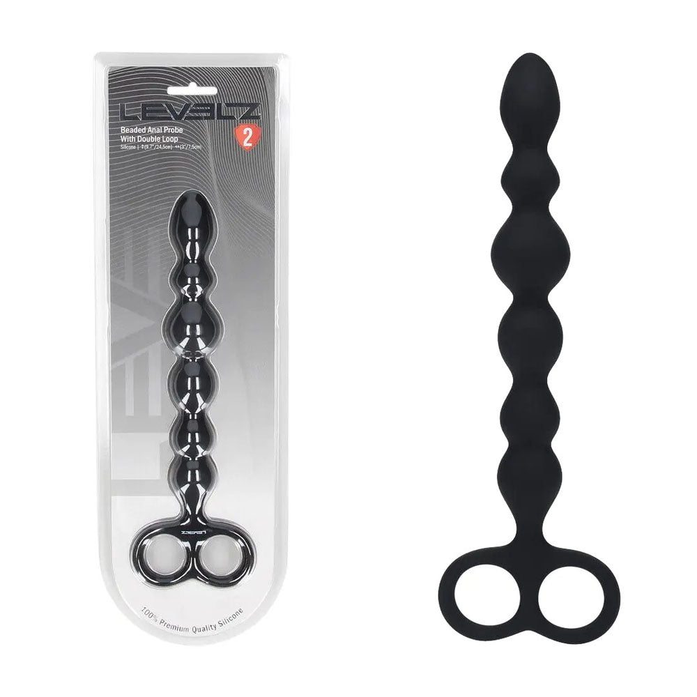 LEVELZ Beaded Silicone Anal Probe with Double Loop - Discount Adult Zone