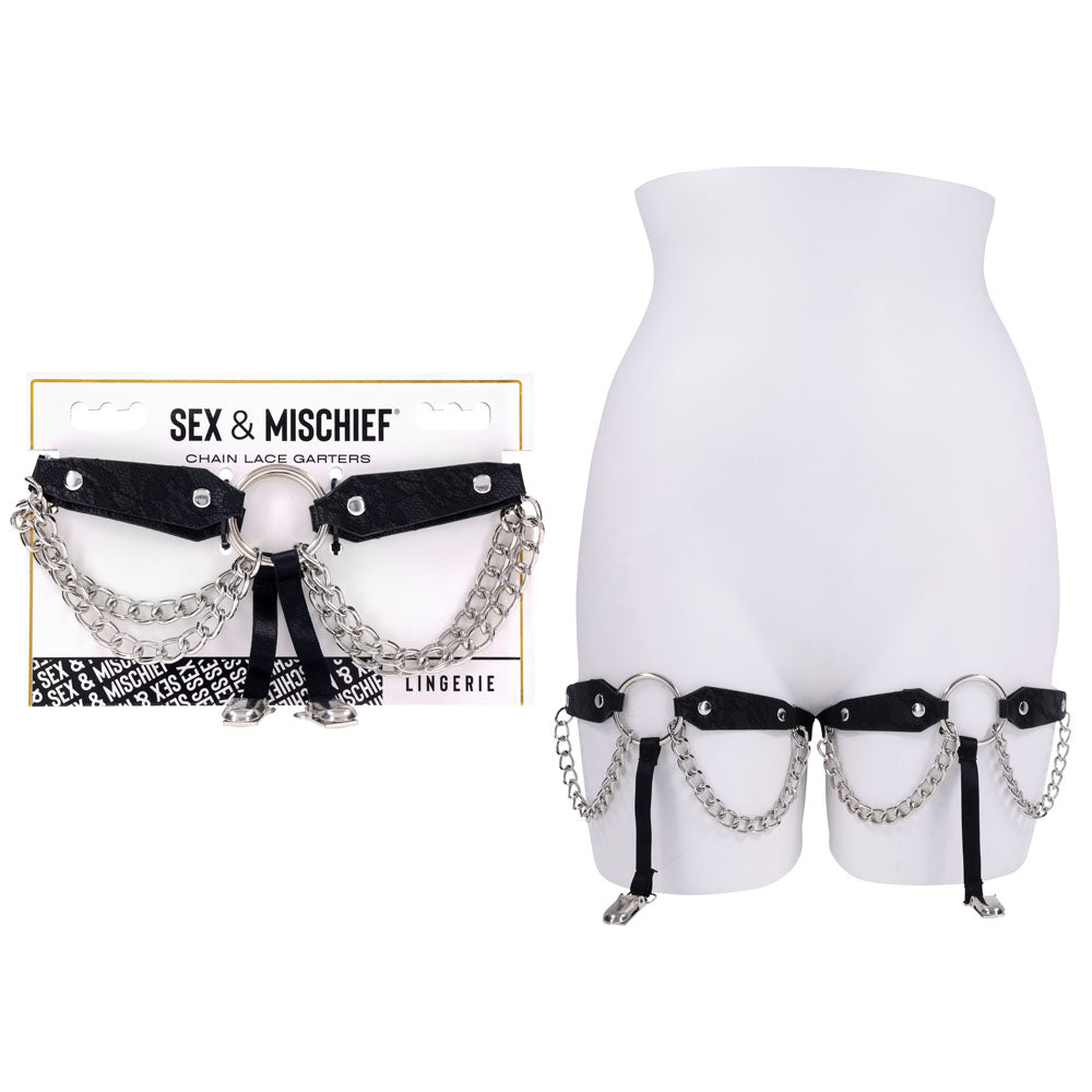 Sex & Mischief Chain Lace Garters - Discount Adult Zone