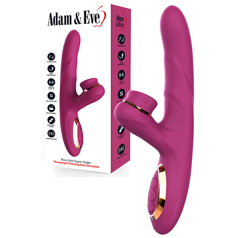 Adam & Eve ROSE GOLD TAPPIN RABBIT - Discount Adult Zone