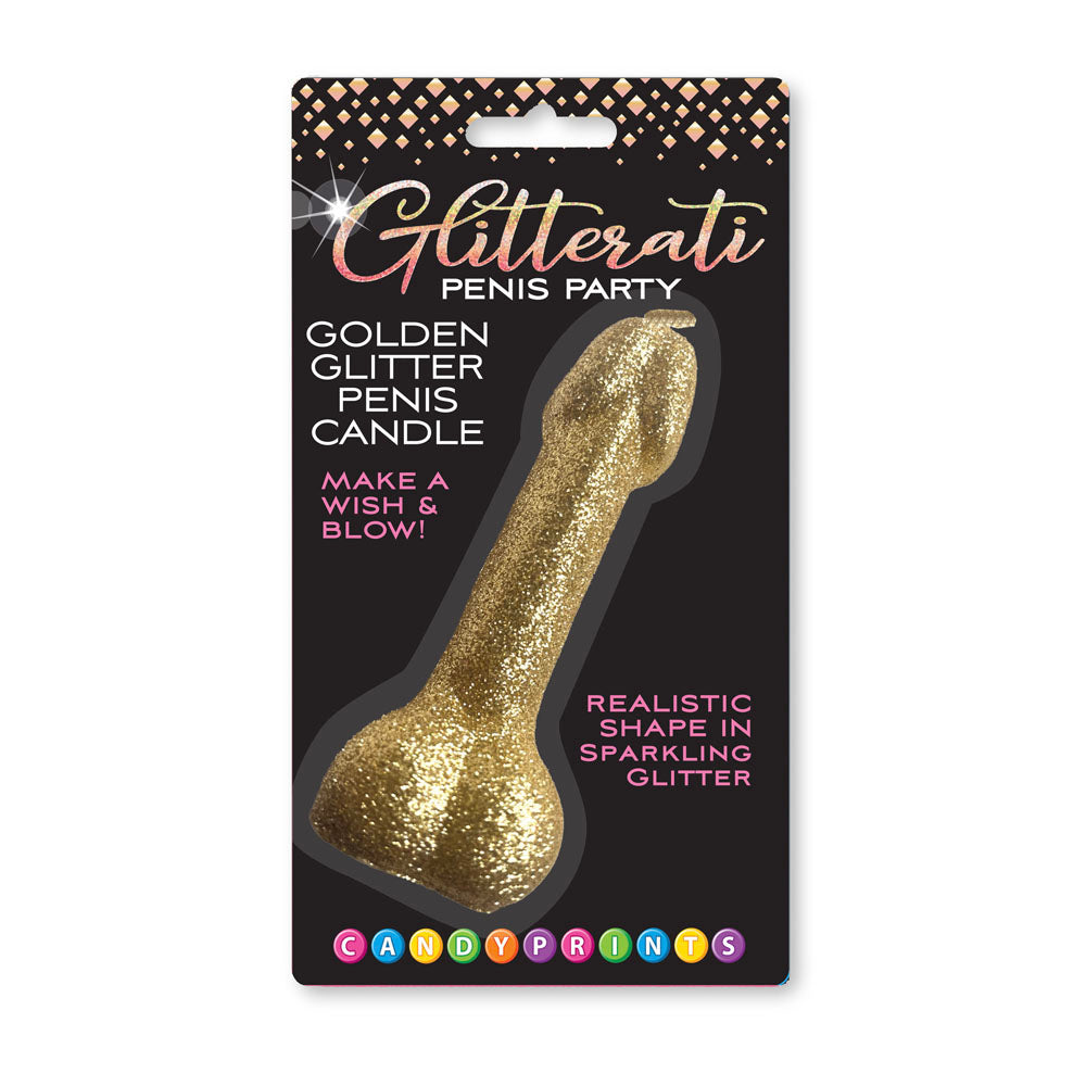 Glitterati Gold Glitter Penis Candle - Discount Adult Zone