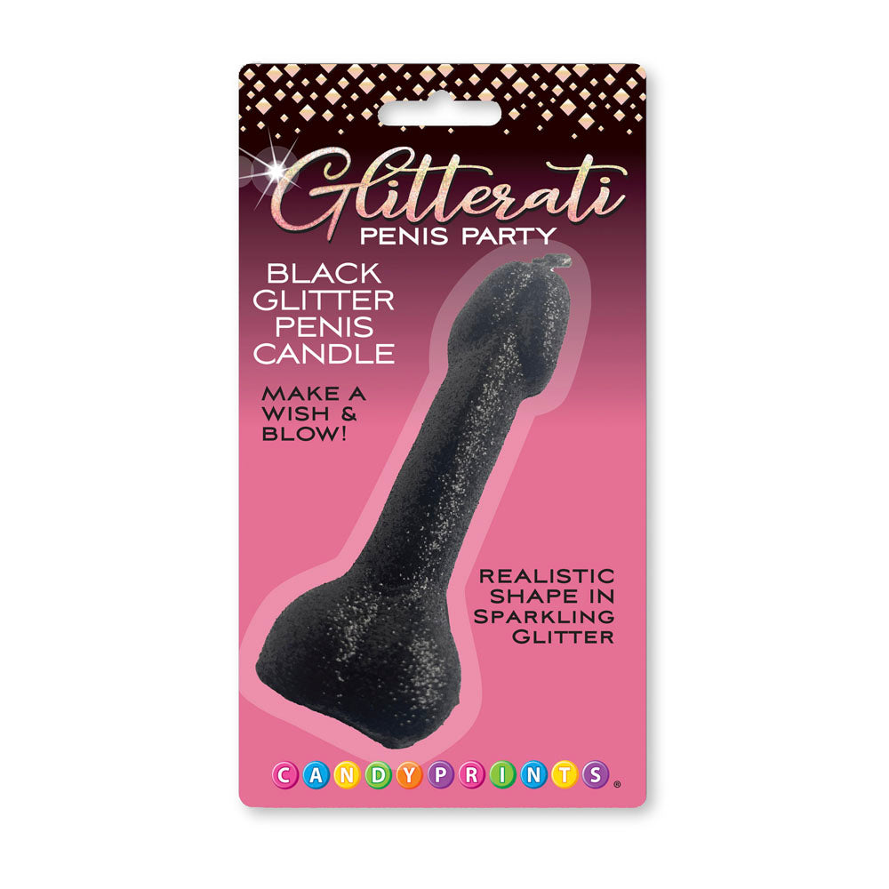 Glitterati Black Glitter Penis Candle - Discount Adult Zone