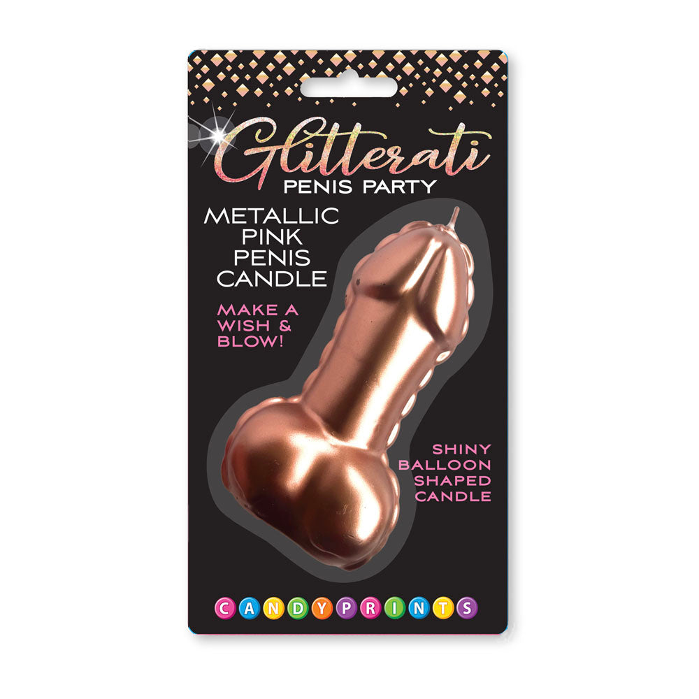 Glitterati Metallic Pink Penis Candle - Discount Adult Zone