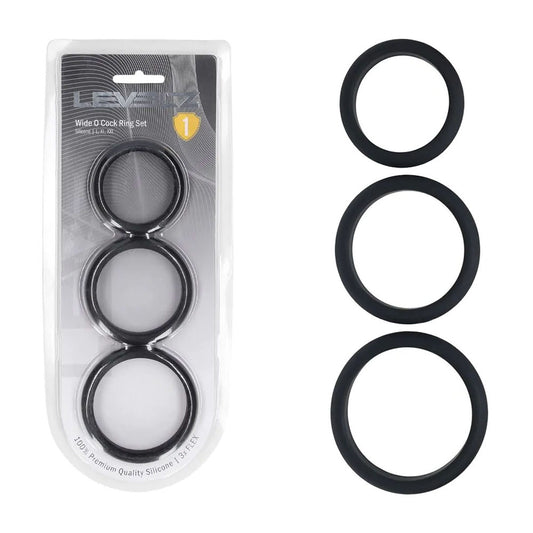 LEVELZ Wide O Silicone Cock Ring Set of 3 - L/XL/2X - Discount Adult Zone