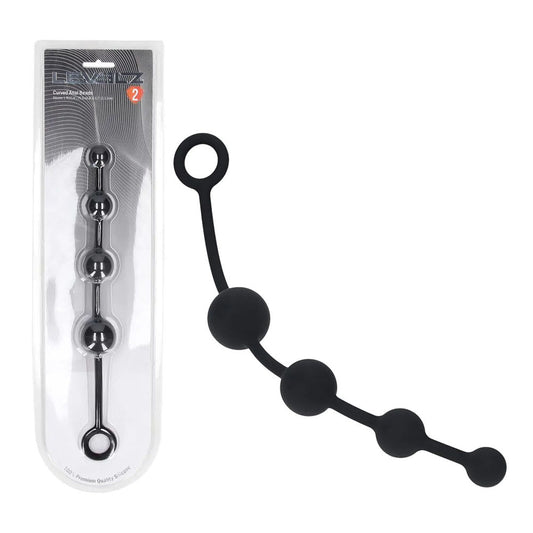 LEVELZ Curved Silicone Anal Beads - Black - Discount Adult Zone