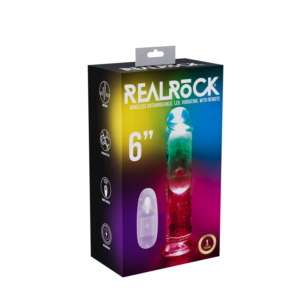 REALROCK 6'' No Balls Wireless Rechargeable LED Vibrating Dong - Discount Adult Zone