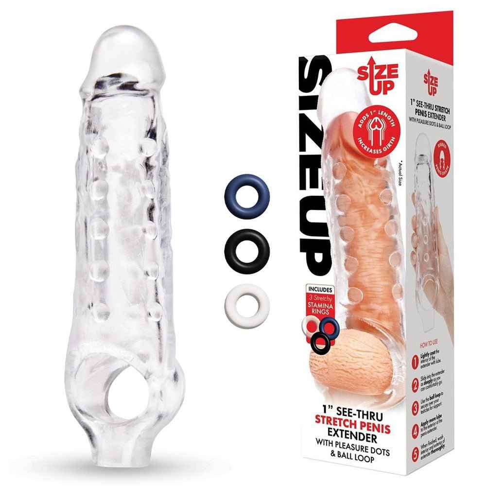 Size Up 1 Inch See-Thru Stretch Penis Extender