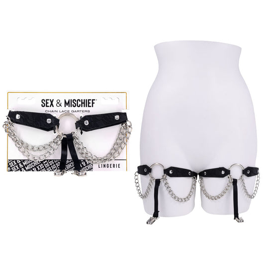Sex & Mischief Chain Lace Garters - Discount Adult Zone