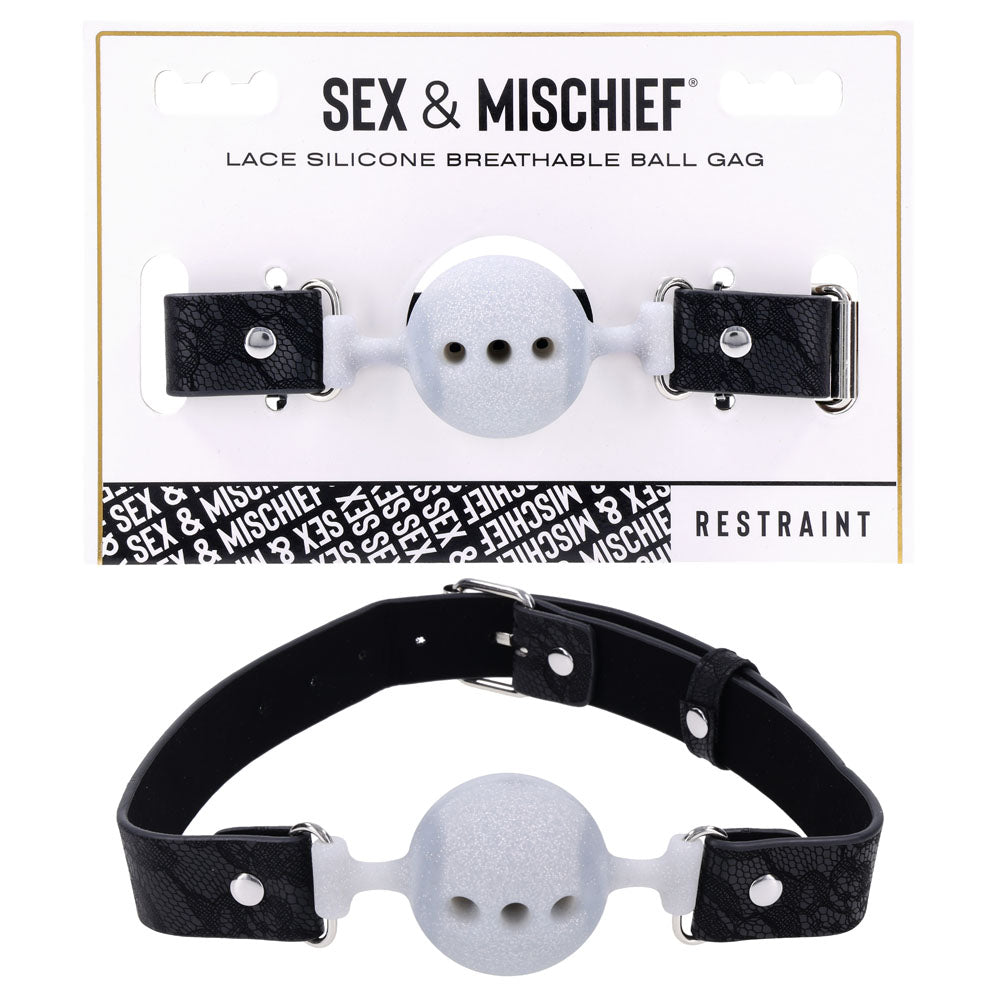 Sex & Mischief Lace Silicone Breathable Ball Gag - Discount Adult Zone