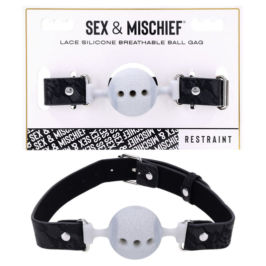 Sex & Mischief Lace Silicone Breathable Ball Gag - Discount Adult Zone